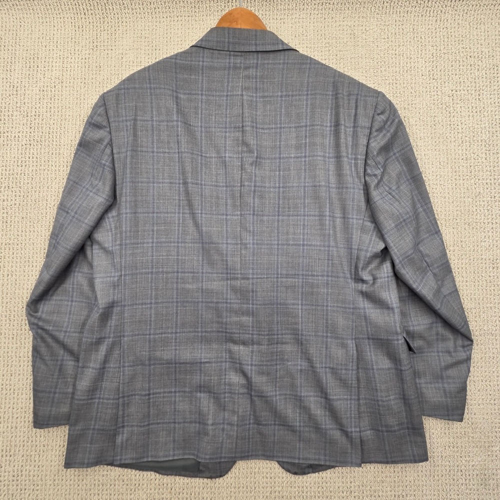 Jos A Bank‎ Traveler Traditional Fit Wool Blazer Jacket Gray Blue Plaid Mens 50R - Picture 10 of 10